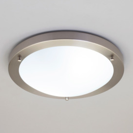 Mari Flush 18 Watt Large LED Flush Bathroom Ceiling Light - Satin Nickel - thumbnail 2