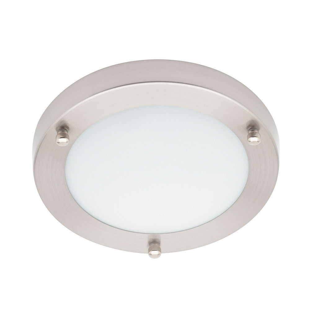 Mari Small Flush Bathroom Ceiling Light - Satin Nickel - image 1