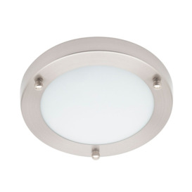 Mari Small Flush Bathroom Ceiling Light - Satin Nickel