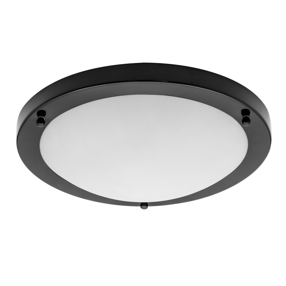 Mari Large Flush Bathroom Ceiling Light - Satin Black - image 1