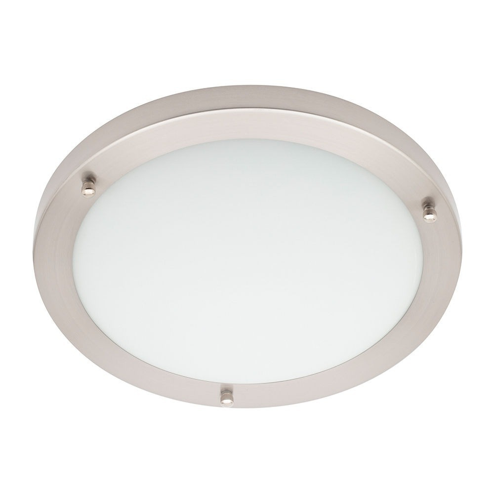 Mari Large Flush Bathroom Ceiling Light - Satin Nickel - image 1