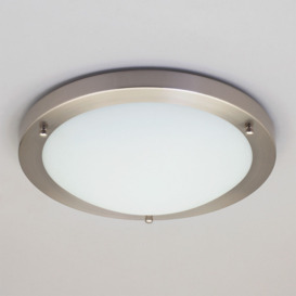 Mari Large Flush Bathroom Ceiling Light - Satin Nickel - thumbnail 3