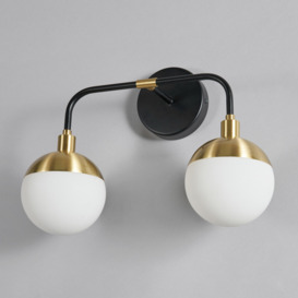 Sydney 2 Light Bathroom Wall Light - Black and Brass - thumbnail 3