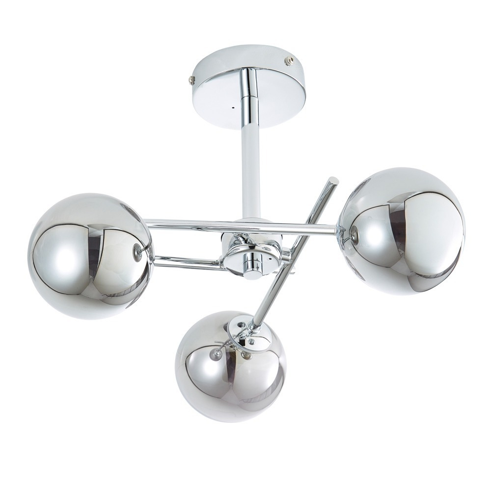 Estelle 3 Light Cross Arm Bathroom Semi Flush Ceiling Light - Chrome - image 1
