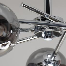 Estelle 5 Light Bathroom Semi Flush Ceiling Light with Smoked Shades - Chrome - thumbnail 3