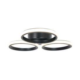 Cleo 3 Ring LED Bathroom Flush Ceiling Light - Black