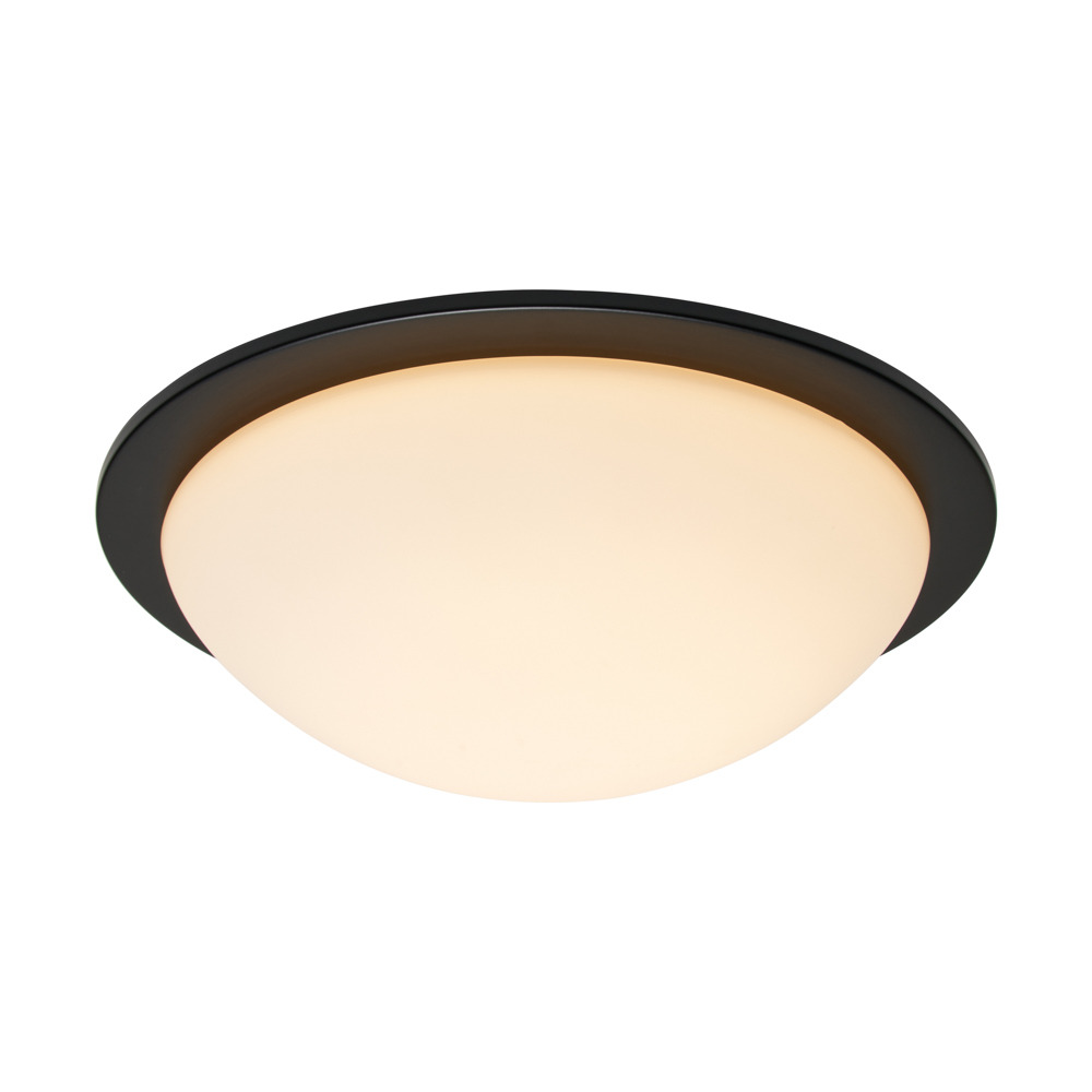 Arwel LED Bathroom Glass Dome Flush Ceiling Light - Matte Black - image 1