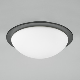 Arwel LED Bathroom Glass Dome Flush Ceiling Light - Matte Black - thumbnail 3