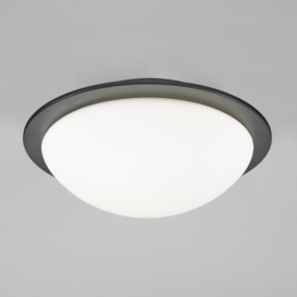 Arwel LED Bathroom Glass Dome Flush Ceiling Light - Matte Black - thumbnail 2