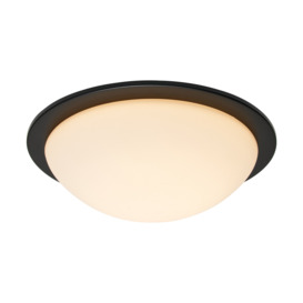 Arwel LED Bathroom Glass Dome Flush Ceiling Light - Matte Black