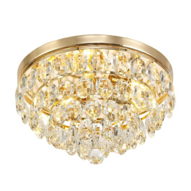 Visconte Maine 3 Light Crystal Flush Ceiling Light - Gold