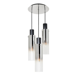 Visconte Fumo 3 Light Cluster Ceiling Pendant with Smoke Shades - Chrome