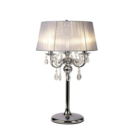 Visconte 3 Light Romanza Table Lamp with Shade - Chrome - thumbnail 1
