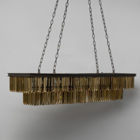 Visconte Ingot 9 Light Rectangle Crystal Ceiling Pendant - Bronze - thumbnail 3