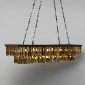 Visconte Ingot 9 Light Rectangle Crystal Ceiling Pendant - Bronze - thumbnail 2