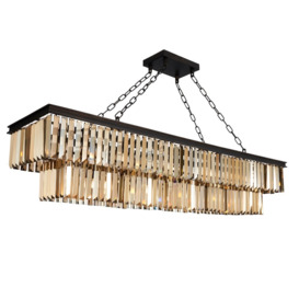 Visconte Ingot 9 Light Rectangle Crystal Ceiling Pendant - Bronze - thumbnail 1