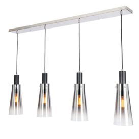 Visconte Atrani 4 Light Ceiling Diner Pendant with Ombre Shade - Black - thumbnail 1