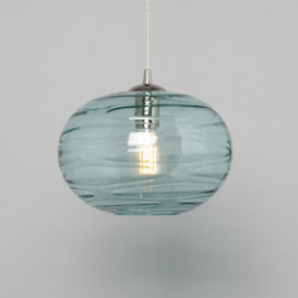 Visconte Sarno 1 Light Ceiling Pendant with Blue Oval Glass Shade - Nickel - thumbnail 2