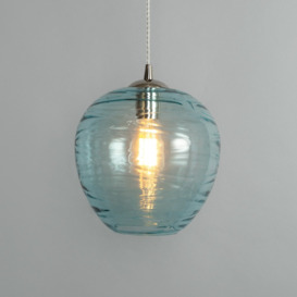 Visconte Sarno 1 Light Ceiling Pendant with Blue Glass Shade - Nickel - thumbnail 2