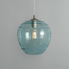 Visconte Sarno 1 Light Ceiling Pendant with Blue Glass Shade - Nickel - thumbnail 3