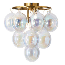 Visconte Maiori Small Flush Ceiling Light with Iridescent Shades - Brass - thumbnail 1