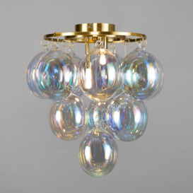 Visconte Maiori Small Flush Ceiling Light with Iridescent Shades - Brass - thumbnail 2