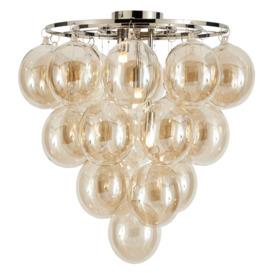 Visconte Maiori Large Flush Ceiling Light with Champagne Shades - Nickel