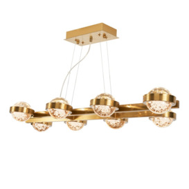 Visconte Sarno 8 Light LED Ceiling Pendant Bar - Brass
