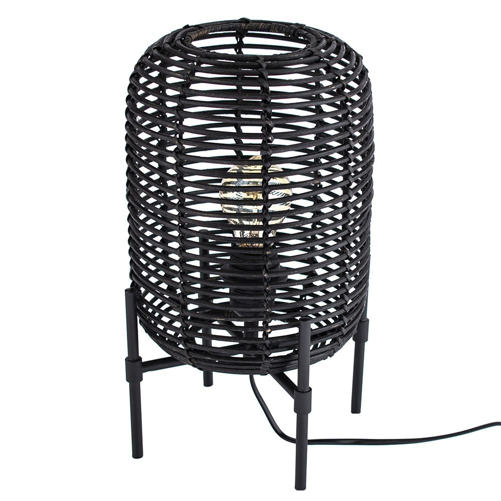 Rattan Style Table Lamp - Black - image 1