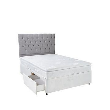 Airsprung New Astbury Pillow Top Divan With Storage Options - White (Headboard Not Included)