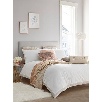 Tess Daly Amber Rose Gold 100% Cotton Duvet Cover Set - White