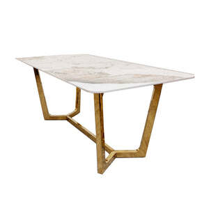 Lucien 1.8 Gold Dining Table with Pandora Gold Sintered Stone Top - image 1