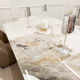 Lucien 1.8 Gold Dining Table with Pandora Gold Sintered Stone Top - thumbnail 2