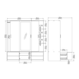Line Wardrobe  2 Sliding Doors & 1 Mirrored Sliding Door in Jackson Hickory Oak - thumbnail 6