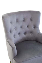 Linea Velvet Chair – Grey (Tufted) - thumbnail 4