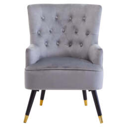 Linea Velvet Chair – Grey (Tufted) - thumbnail 1