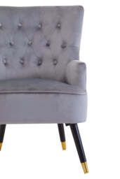 Linea Velvet Chair – Grey (Tufted) - thumbnail 5