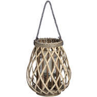 Small Wicker Bulbous Lantern for Home & Garden - thumbnail 1