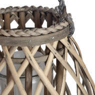 Small Wicker Bulbous Lantern for Home & Garden - thumbnail 3