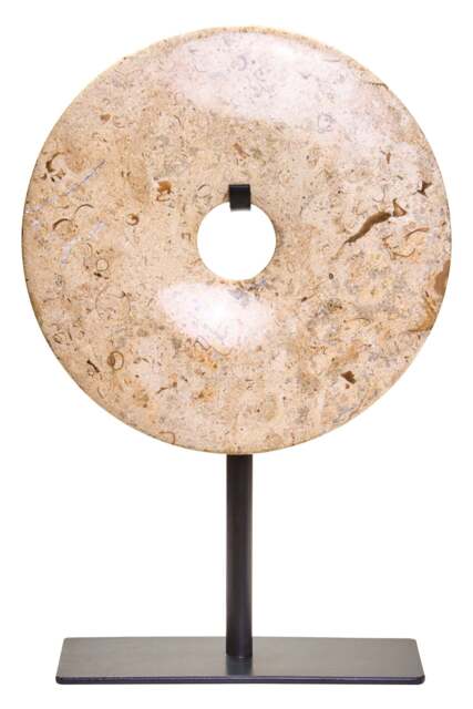 Small Sculpture Round Calvion Speckled 20cm Disc Marble Natural Dia - image 1