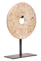 Small Sculpture Round Calvion Speckled 20cm Disc Marble Natural Dia - thumbnail 2