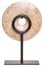 Small Sculpture Round Calvion Speckled 20cm Disc Marble Natural Dia - thumbnail 5