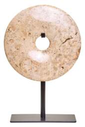 Small Sculpture Round Calvion Speckled 20cm Disc Marble Natural Dia