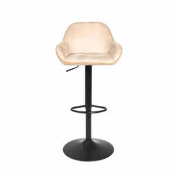 Morvella Gas Lift Bar Stool - Oyster Moleskin SET OF 2 - thumbnail 3