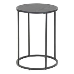 Seaford Black Metal Small Round Side Table with Black Top - thumbnail 2