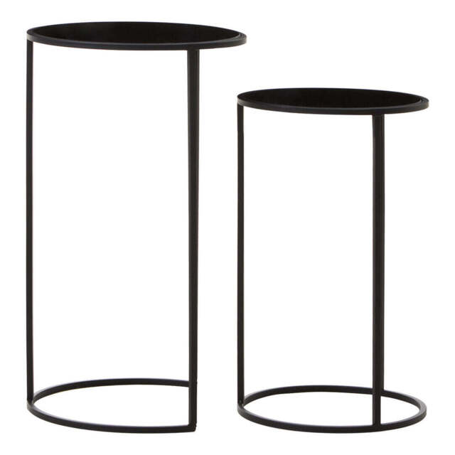 Banstead Set of Two Round Black Plant Stands – Contemporary Plant Stands - image 1