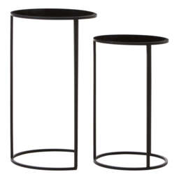 Banstead Set of Two Round Black Plant Stands – Contemporary Plant Stands - thumbnail 1