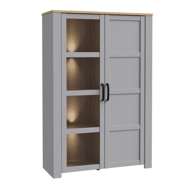 Bohol Display Cabinet with LED Lights in Grey Riviera Oak - image 1