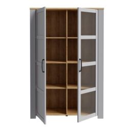 Bohol Display Cabinet with LED Lights in Grey Riviera Oak - thumbnail 2