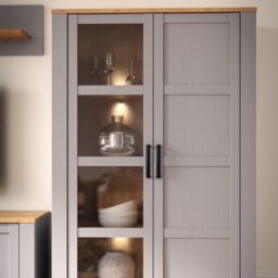 Bohol Display Cabinet with LED Lights in Grey Riviera Oak - thumbnail 4